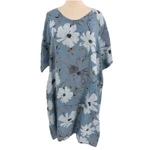 Valentina Naldi ITALY 100% Linen Dress Lagenlook Cottagecore Boho Size 1X